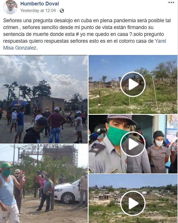 Publicación de Facebook, desalojo en el Cotorro