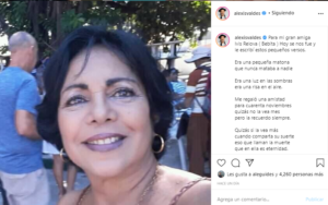 Alexis Valdés dedica emotivo poema a su fallecida amiga Ibis Relova