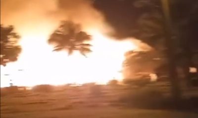 Incendio de grandes proporciones destruye el complejo turístico estatal del Pio Cua en Jagüey Grande